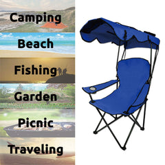 Canopy Chair Foldable W/Sun Shade Beach Camping Folding Outdoor Fishing
