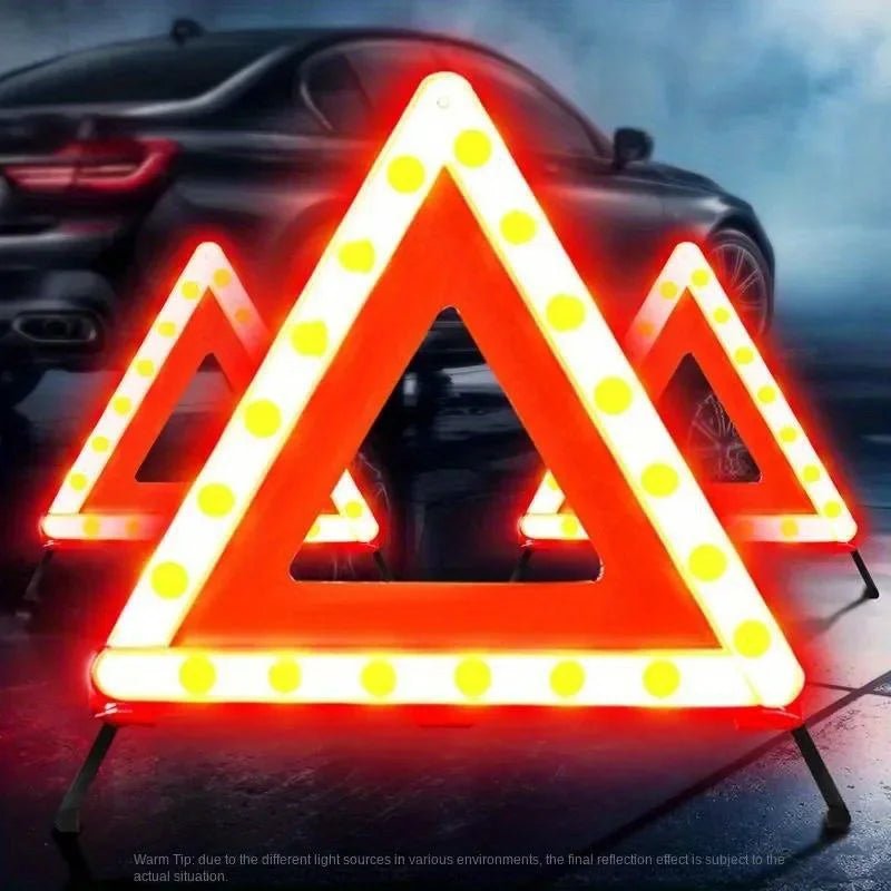Safety Triangle Kit, Foldable Emergency Road Warning Reflector Roadside Reflective Warning Sign Emergency Car Kit - Direct On Sale