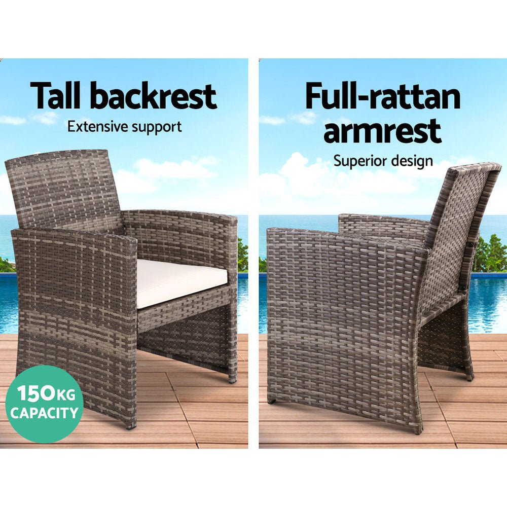 Set of 4 Outdoor Lounge Setting Rattan Patio Wicker Dining Set Mixed Grey - Direct On Sale