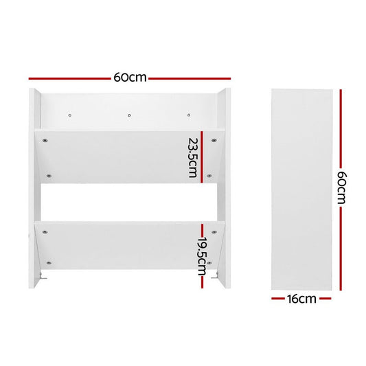 Shoe Rack 2 - tier 12 Pairs Wall Mounted x2 - White - Direct On Sale