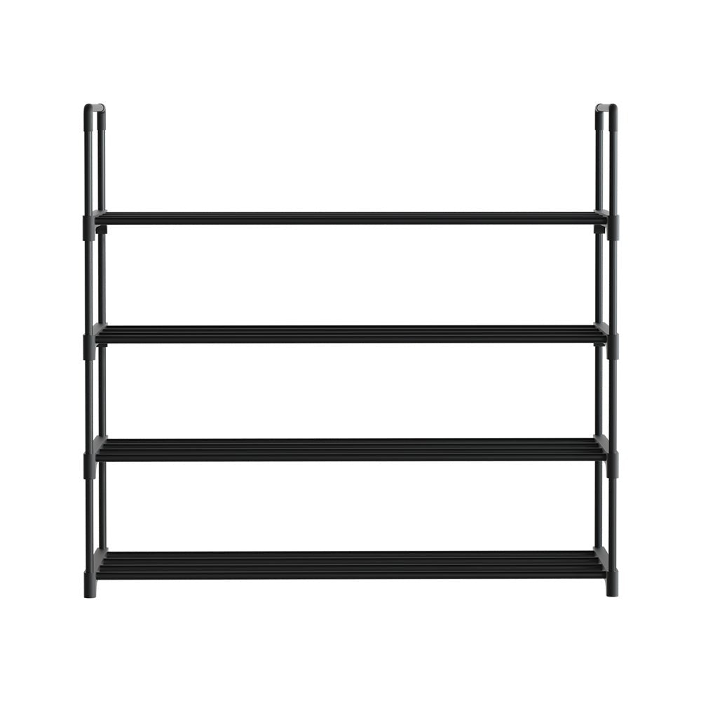 Shoe Rack 4 - tier 16 Pairs Stackable Black 80cm DIY Shoe Rack - Direct On Sale