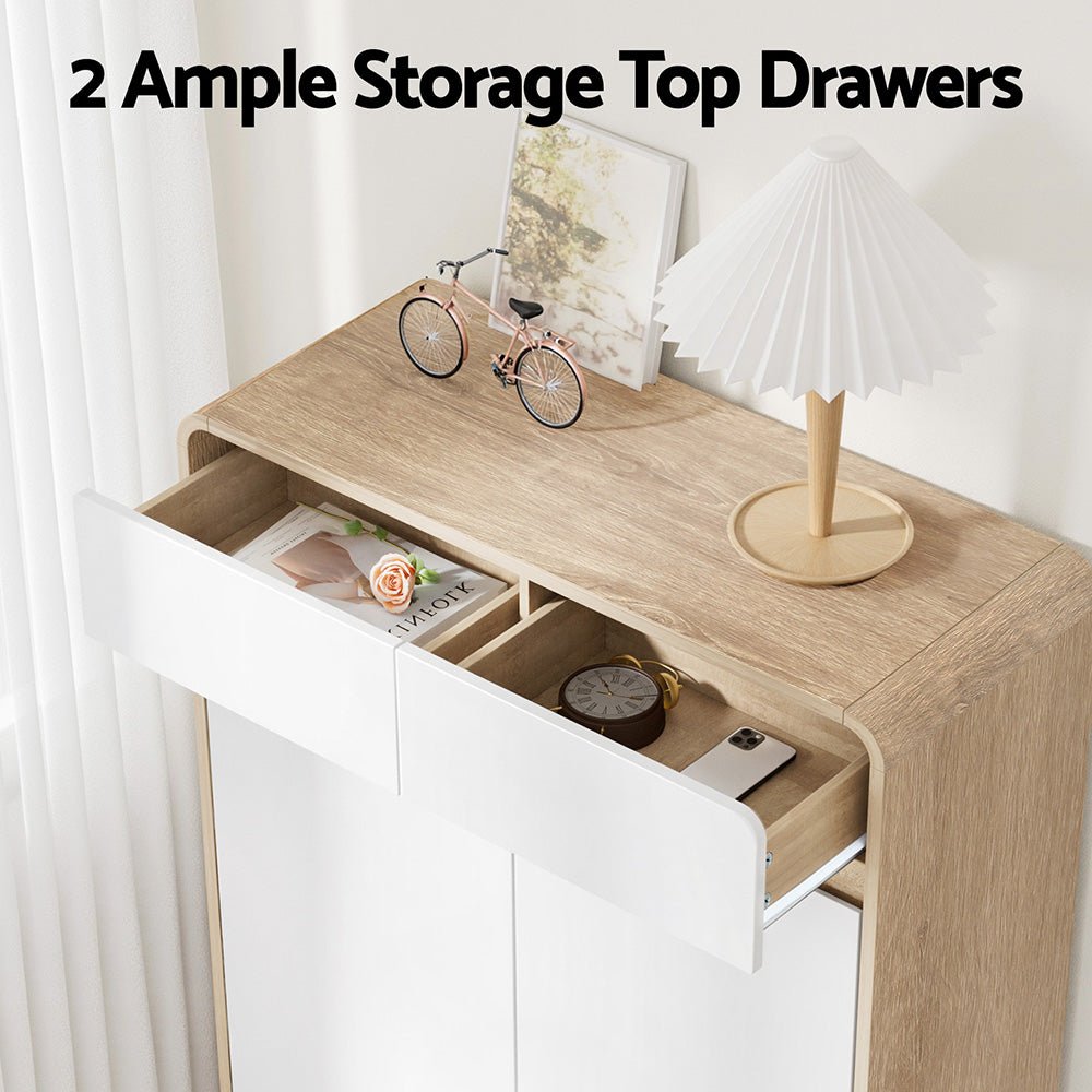 Shoe Rack Cabinet 20 Pairs Storage Cupboard Pine & White - Direct On Sale