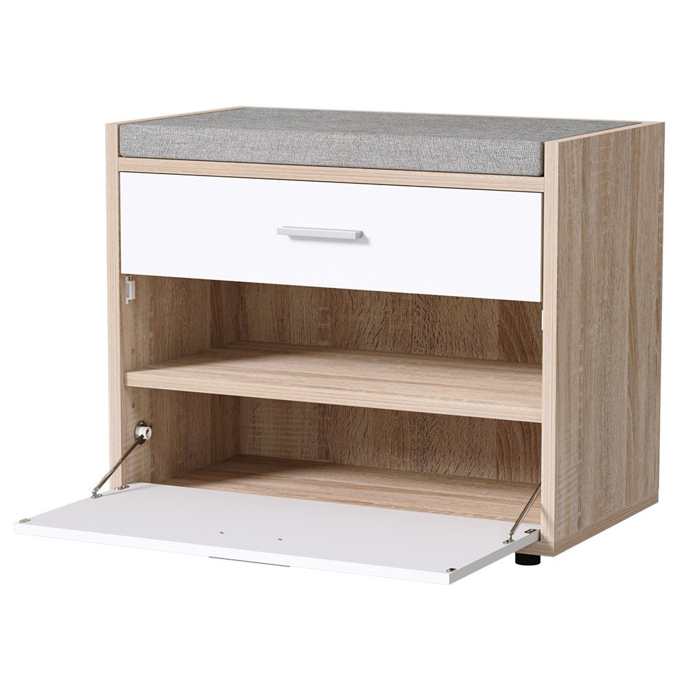 Shoe Storage Bench Rack Cabinet Bench 8 Pairs White - Direct On Sale