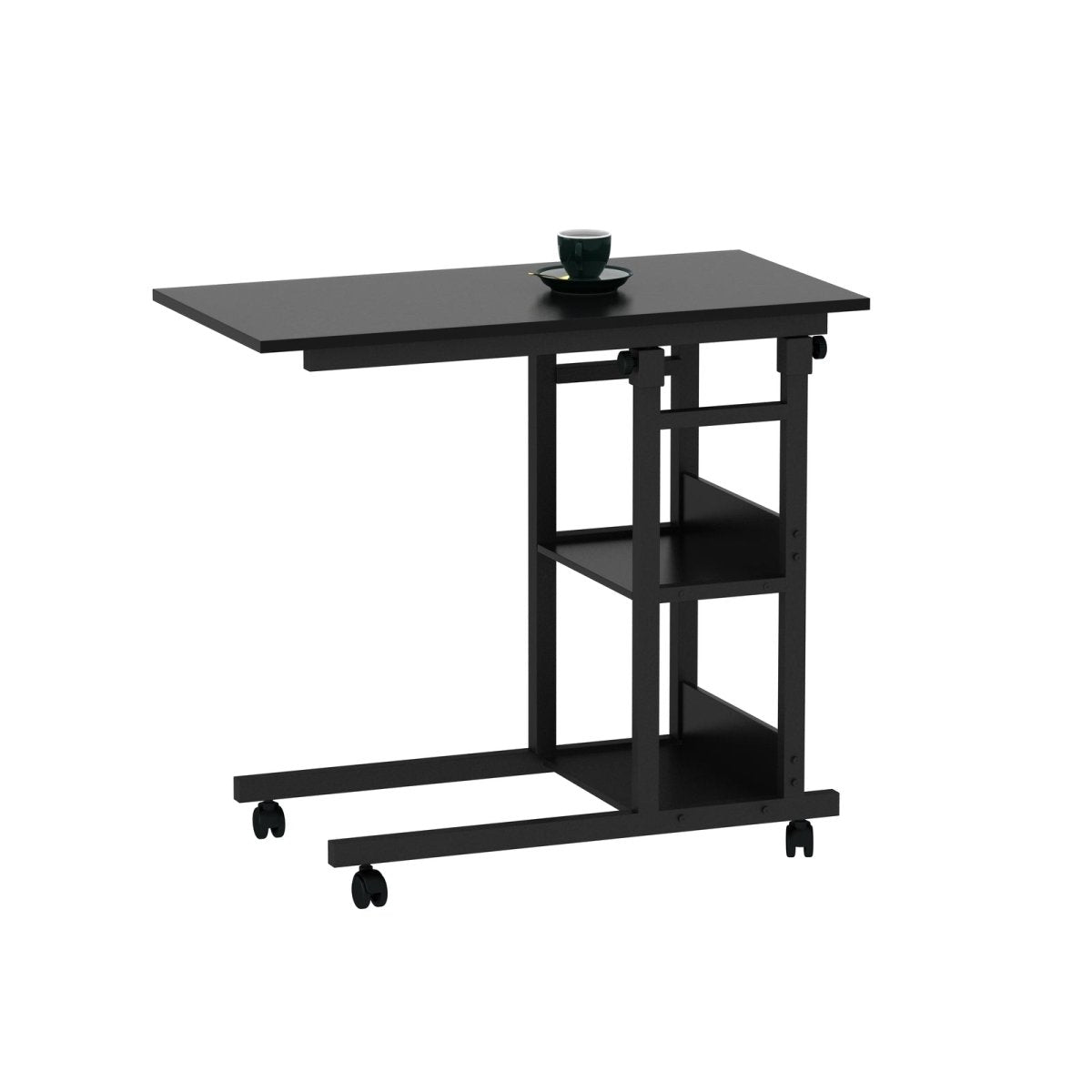 Side Table with Storage Shelves, Height Adjustable - Direct On Sale