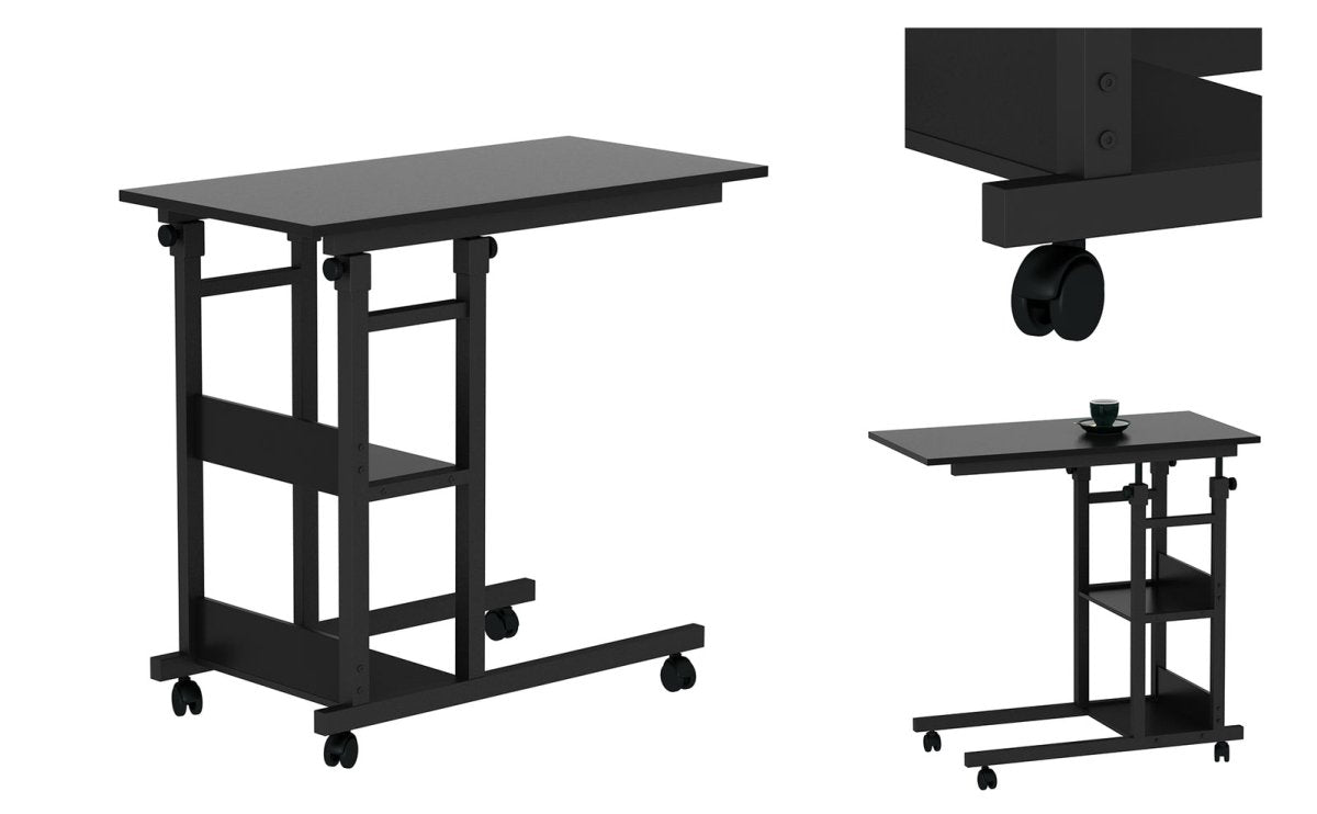 Side Table with Storage Shelves, Height Adjustable - Direct On Sale