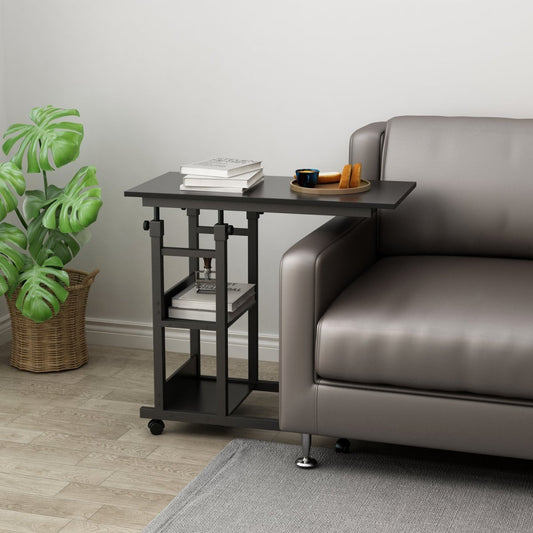 Side Table with Storage Shelves, Height Adjustable - Direct On Sale