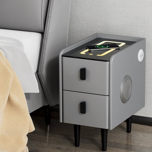Smart Bedside Table 2 Drawers with Wireless Charging Ports LED - Direct On Sale