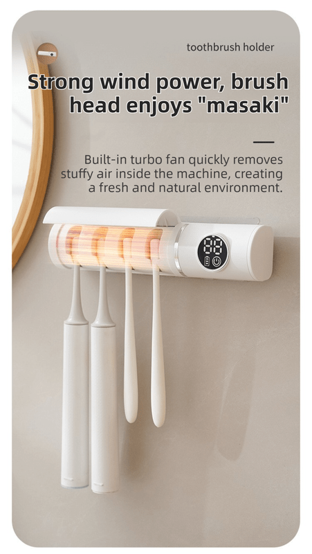 Smart UV Toothbrush Sanitizer with Turbo Drying Fan & LCD Display - Direct On Sale