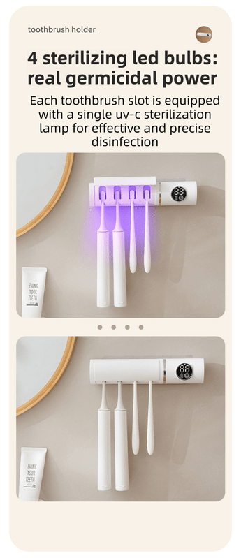 Smart UV Toothbrush Sanitizer with Turbo Drying Fan & LCD Display - Direct On Sale