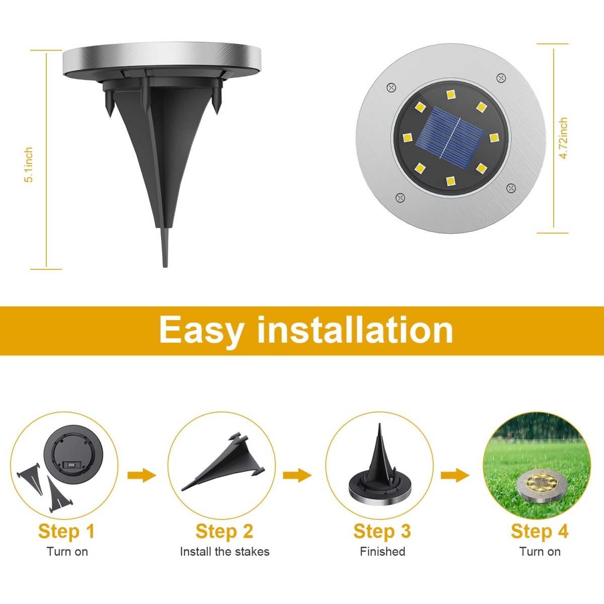 Solar LED Buried Inground Recessed Light Outdoor Garden Deck Path - Direct On Sale