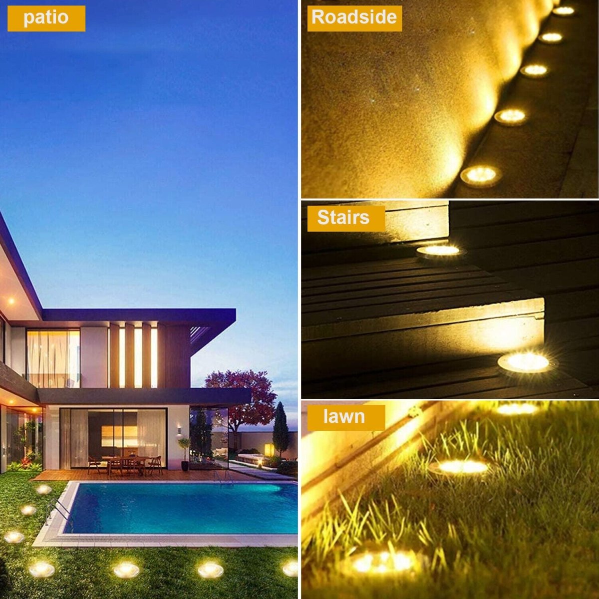 Solar LED Buried Inground Recessed Light Outdoor Garden Deck Path - Direct On Sale
