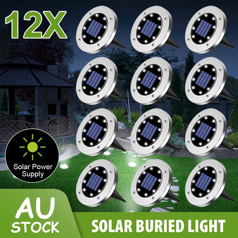 Solar LED Buried Inground Recessed Light Outdoor Garden Deck Path - Direct On Sale