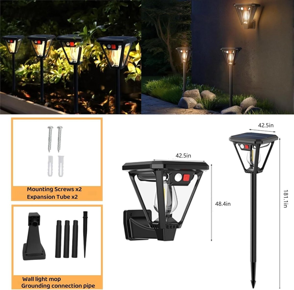 Solar Motion Sensor Wall Lights (2 - Pack) – Waterproof Outdoor Garden & Patio Lighting - Direct On Sale