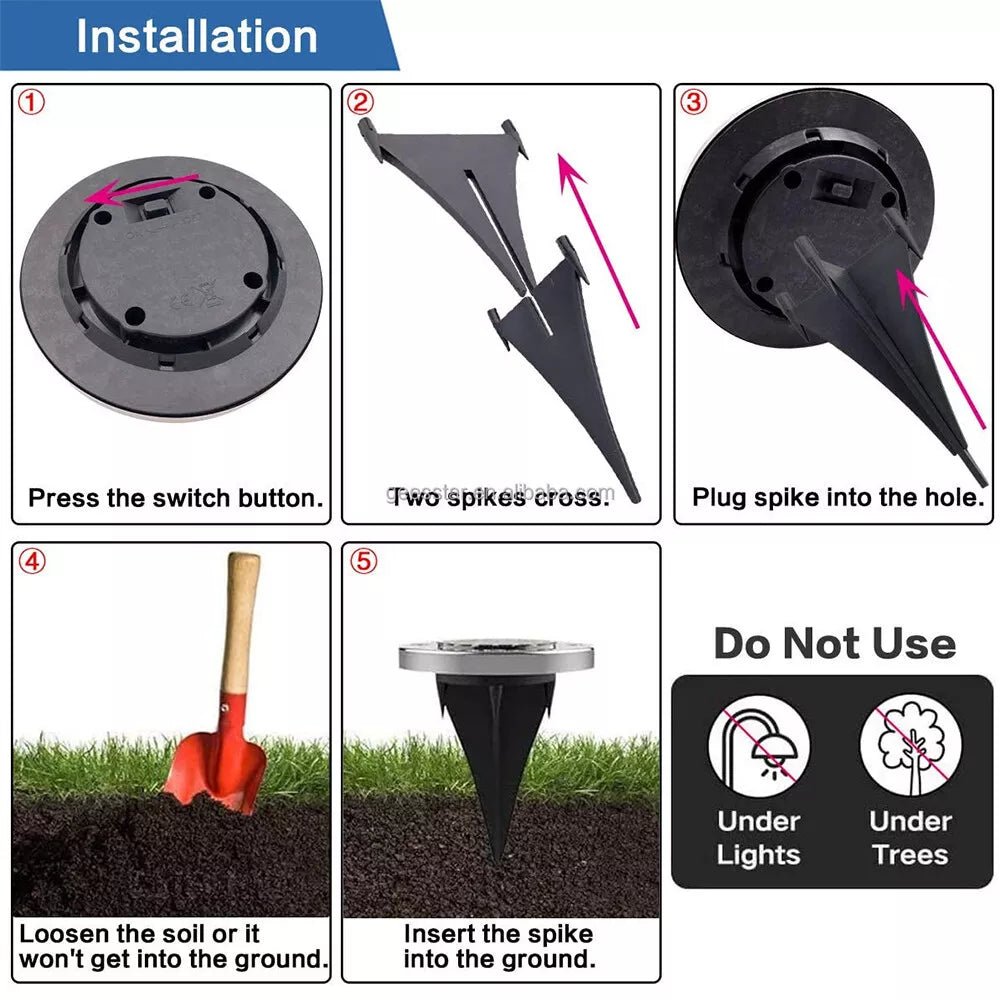 Solar Powered LED Buried Inground Recessed Light Garden Outdoor Deck Path - Direct On Sale