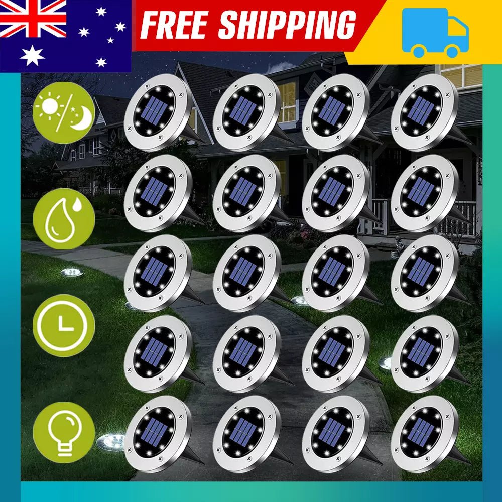 Solar Powered LED Buried Inground Recessed Light Garden Outdoor Deck Path - Direct On Sale