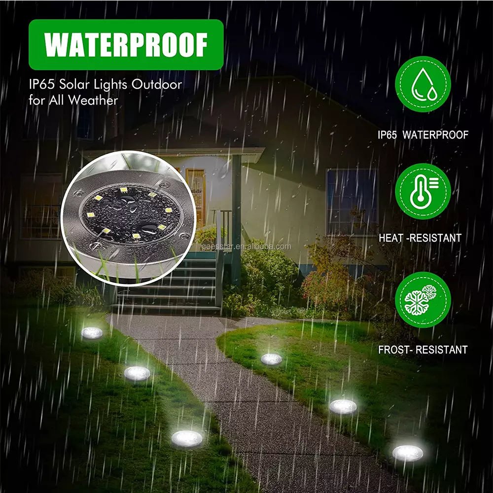 Solar Powered LED Buried Inground Recessed Light Garden Outdoor Deck Path - Direct On Sale