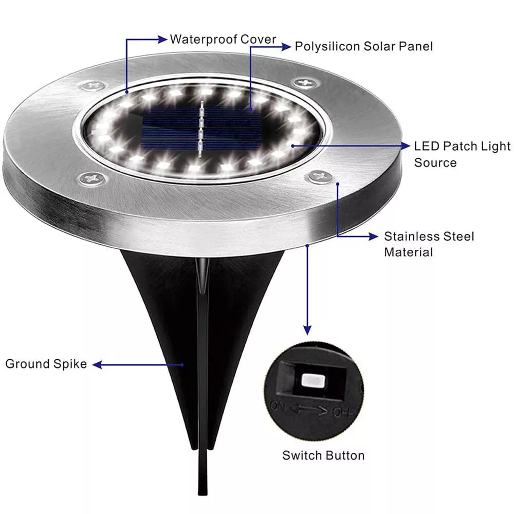 Solar Powered LED Buried Inground Recessed Light Garden Outdoor Deck Path - Direct On Sale
