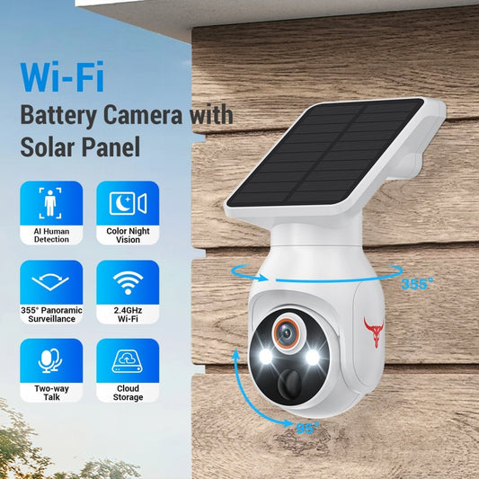 Solar Powered Outdoor Security Camera 1080P - Wireless Smart Home PTZ CCTV with Two - Way Audio, IP65 Waterproof & Colour Night Vision - Direct On Sale