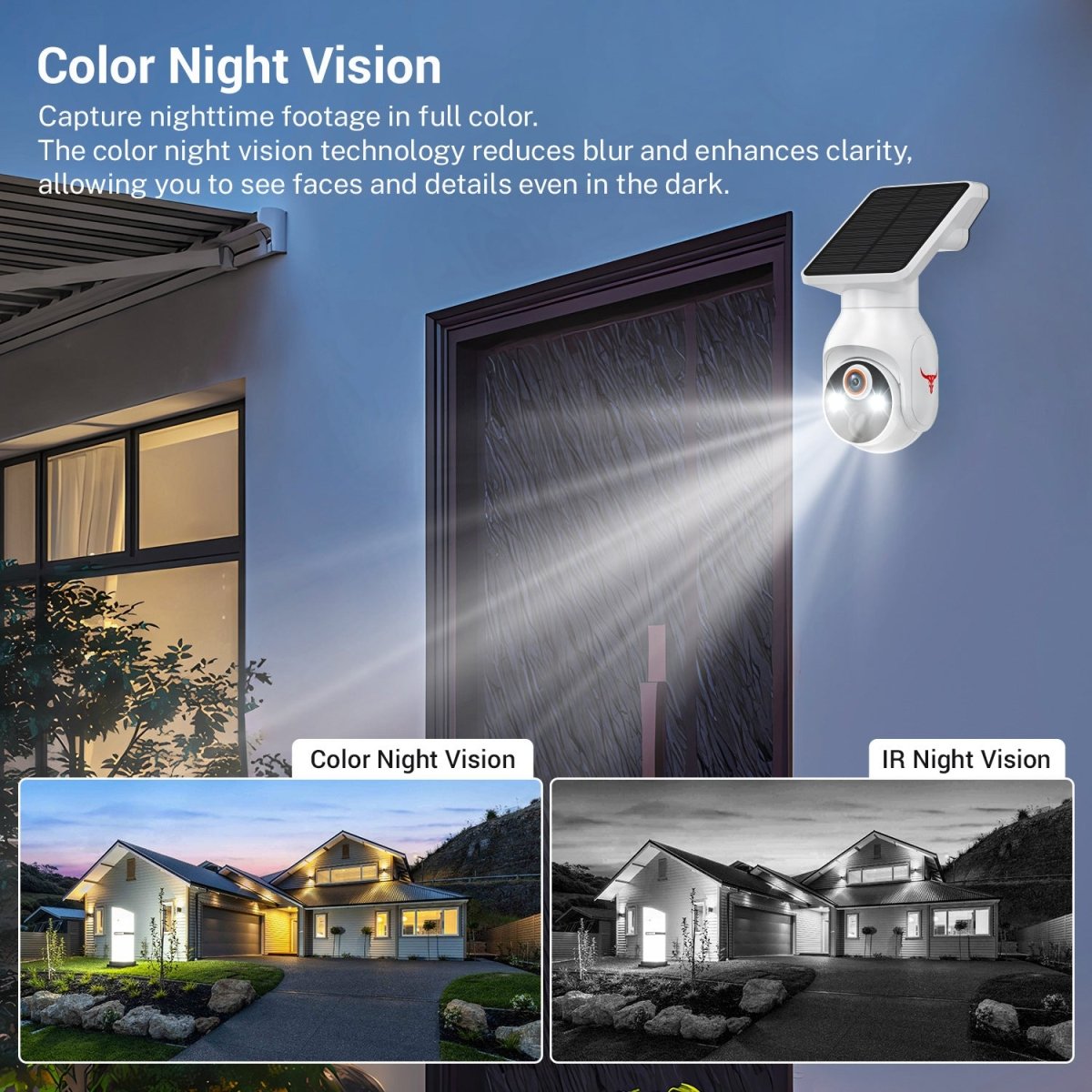 Solar Powered Outdoor Security Camera 1080P - Wireless Smart Home PTZ CCTV with Two - Way Audio, IP65 Waterproof & Colour Night Vision - Direct On Sale