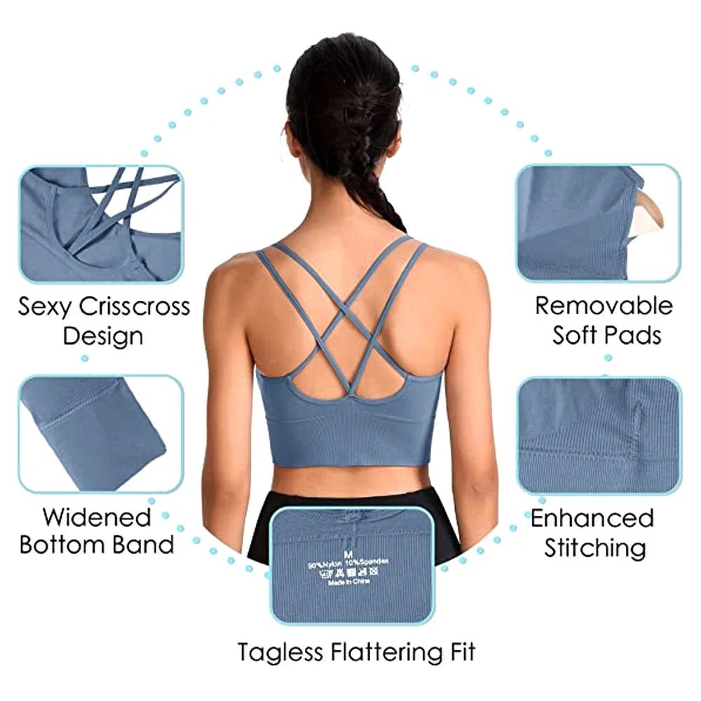 Sports Bras Women Push Up Solid Sports Bra Jogging Gym Wear Fitness - Direct On Sale