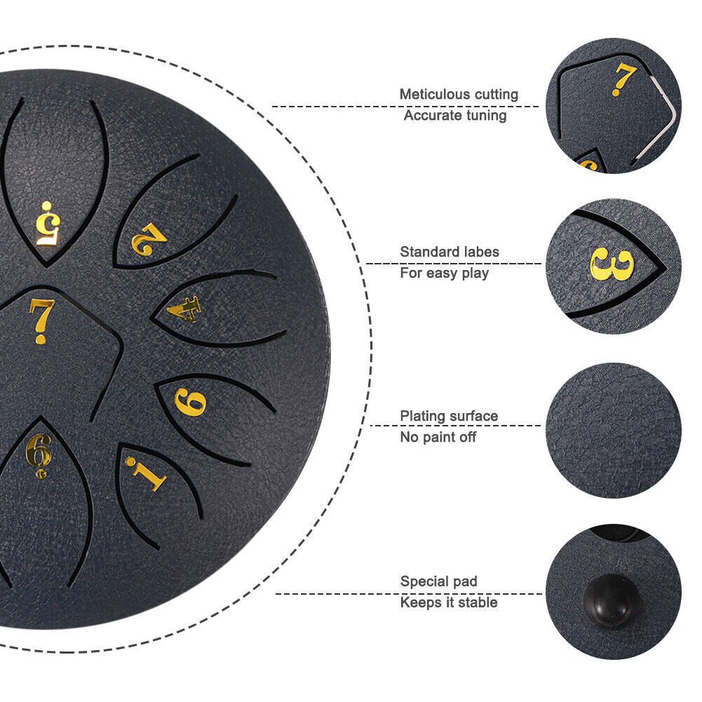 Steel Tongue Drum Instrument for Meditation, Decompression, Music and Gift - Direct On Sale