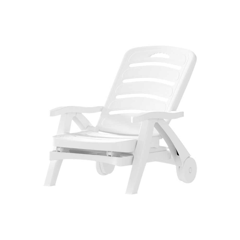 Sun Lounger Folding Chaise Lounge Chair Wheels Patio Outdoor Furniture - Direct On Sale