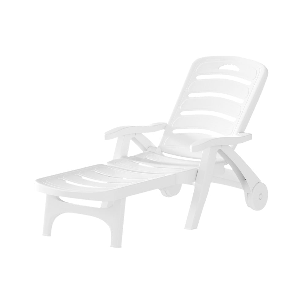 Sun Lounger Folding Chaise Lounge Chair Wheels Patio Outdoor Furniture - Direct On Sale