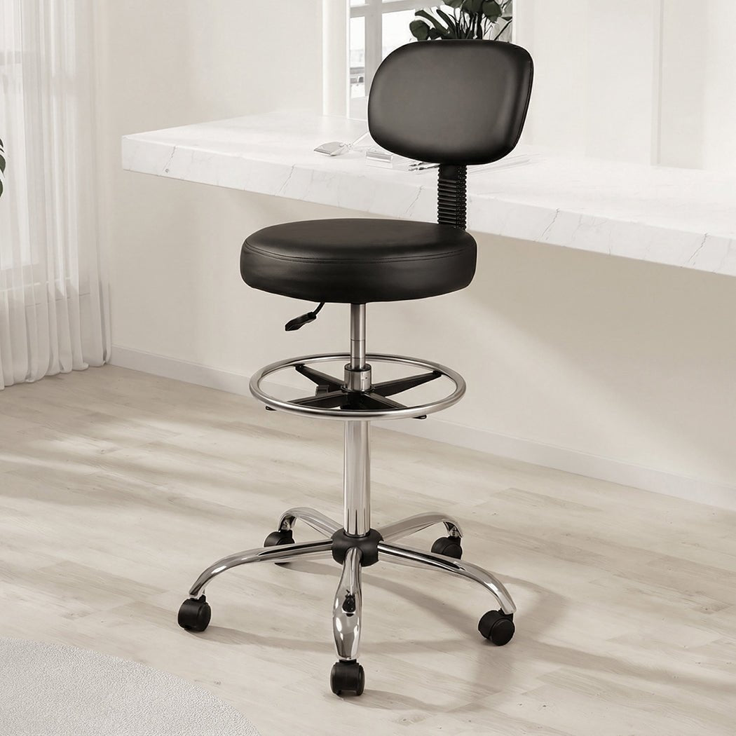 Swivel Office Chair Ergonomic Stool Height Adjustable Footrest Backrest - Direct On Sale