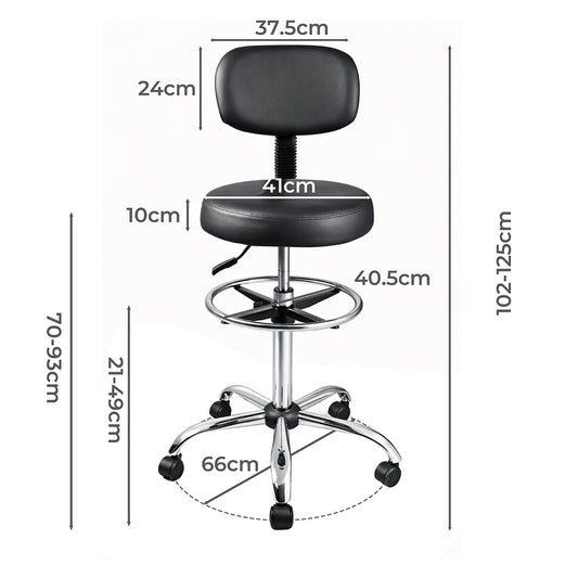 Swivel Office Chair Ergonomic Stool Height Adjustable Footrest Backrest - Direct On Sale
