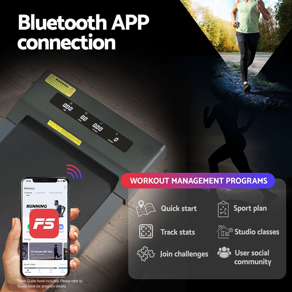 Treadmill Electric Walking Pad Home Office Gym Fitness Remote Control 400mm Grey - Direct On Sale