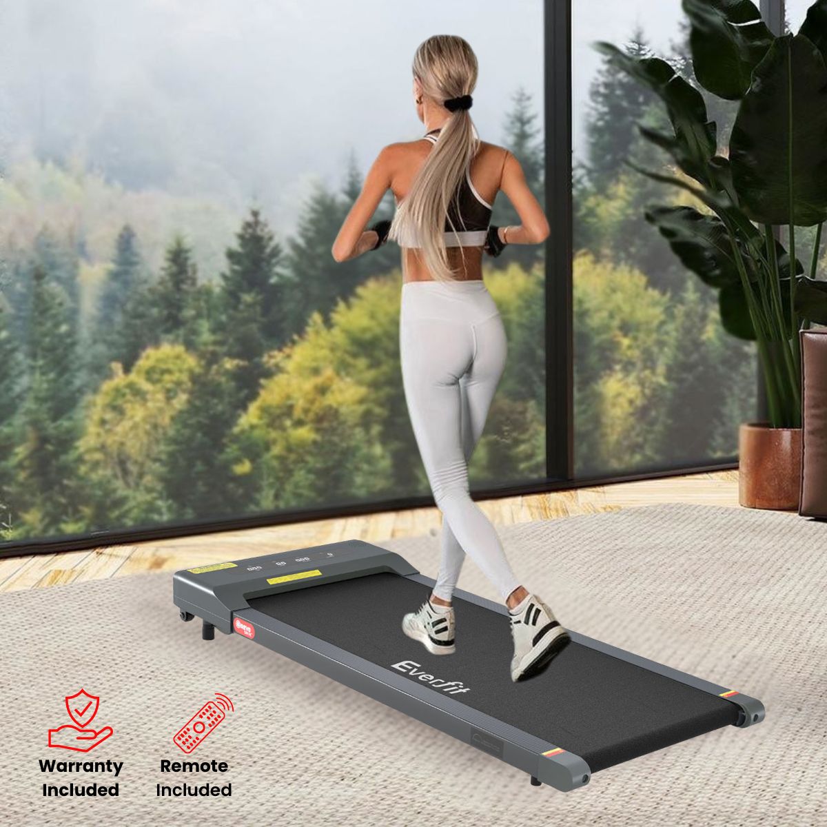 Treadmill Electric Walking Pad Home Office Gym Fitness Remote Control 400mm Grey - Direct On Sale