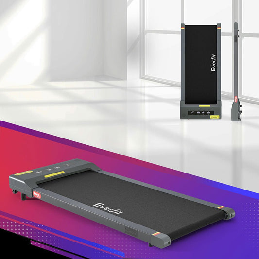 Treadmill Electric Walking Pad Home Office Gym Fitness Remote Control 400mm Grey - Direct On Sale