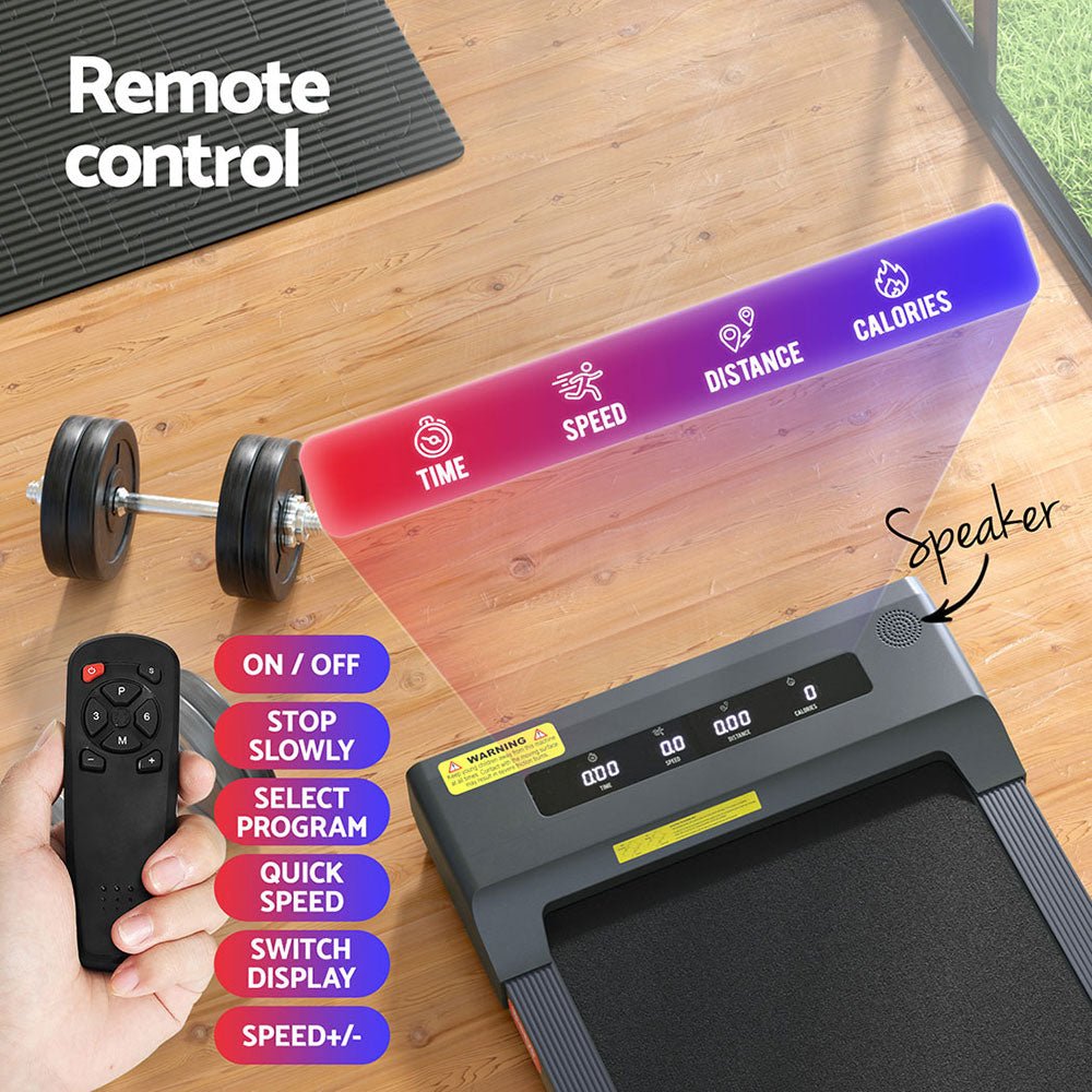 Treadmill Electric Walking Pad Home Office Gym Fitness Remote Control 400mm Grey - Direct On Sale