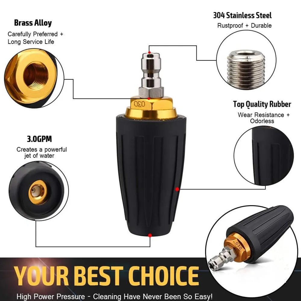 Turbo Nozzle for Pressure Washer 360° Rotating with 1/4" Quick Connector, 4000PSI - Direct On Sale