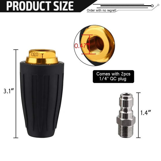 Turbo Nozzle for Pressure Washer 360° Rotating with 1/4" Quick Connector, 4000PSI - Direct On Sale
