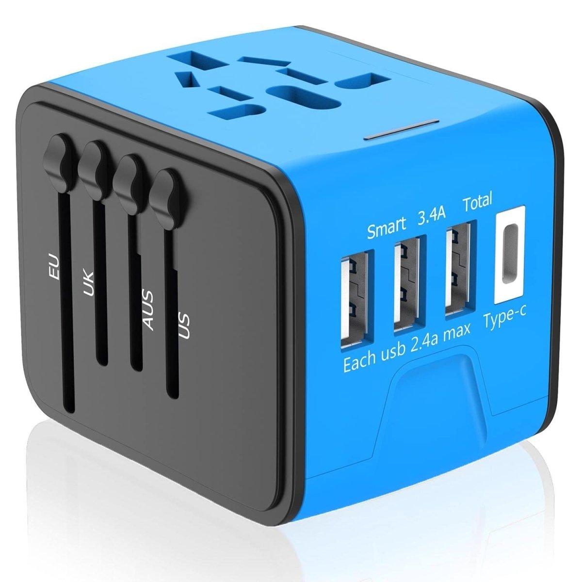 Universal International Travel Adapter - 3 USB Power Adapter + 1 Type C - Direct On Sale