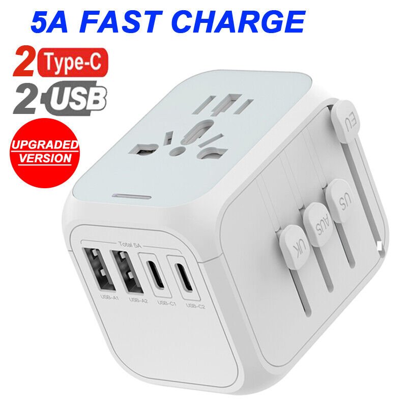 Universal International Travel Adapter - 3 USB Power Adapter + 1 Type C - Direct On Sale