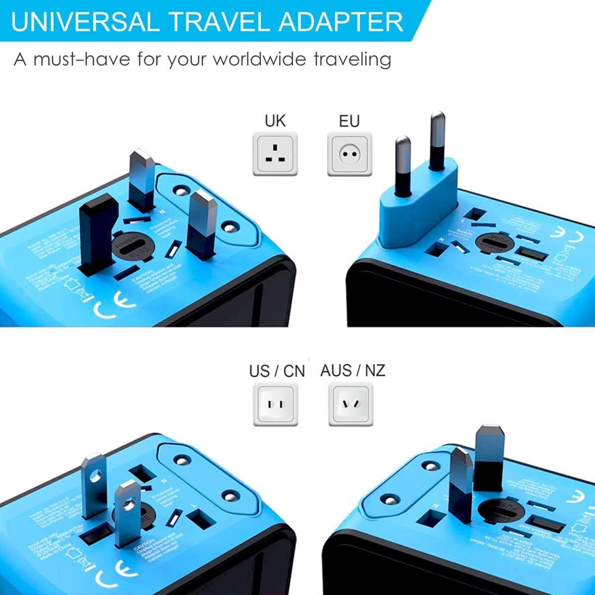Universal International Travel Adapter - 3 USB Power Adapter + 1 Type C - Direct On Sale