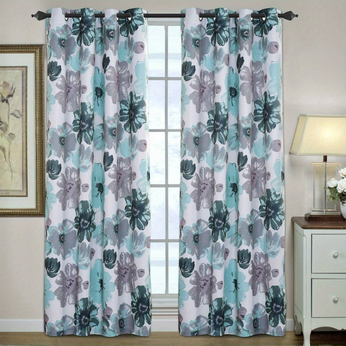 Geometric red and taupe curtain pattern
