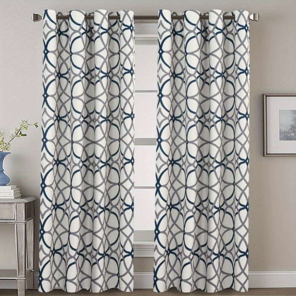 Eyelet curtains close-up on the rod