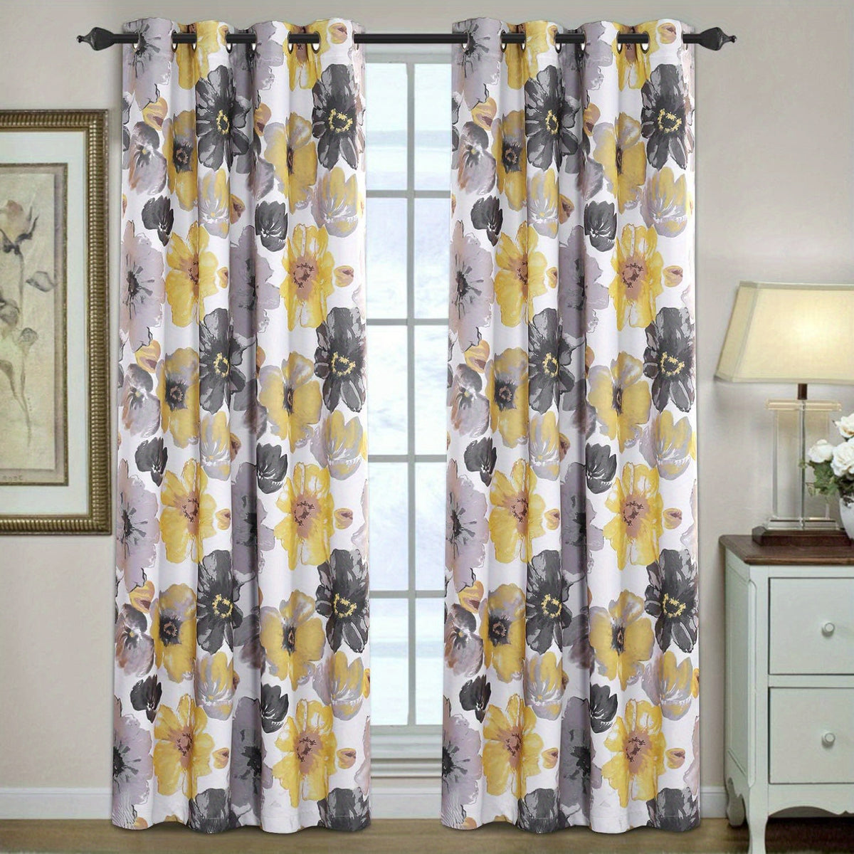 Birds on sage curtain pattern
