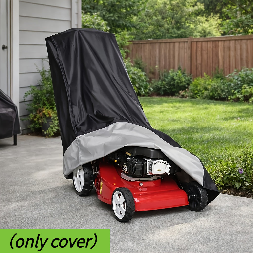 Push mower covered and protected outdoors