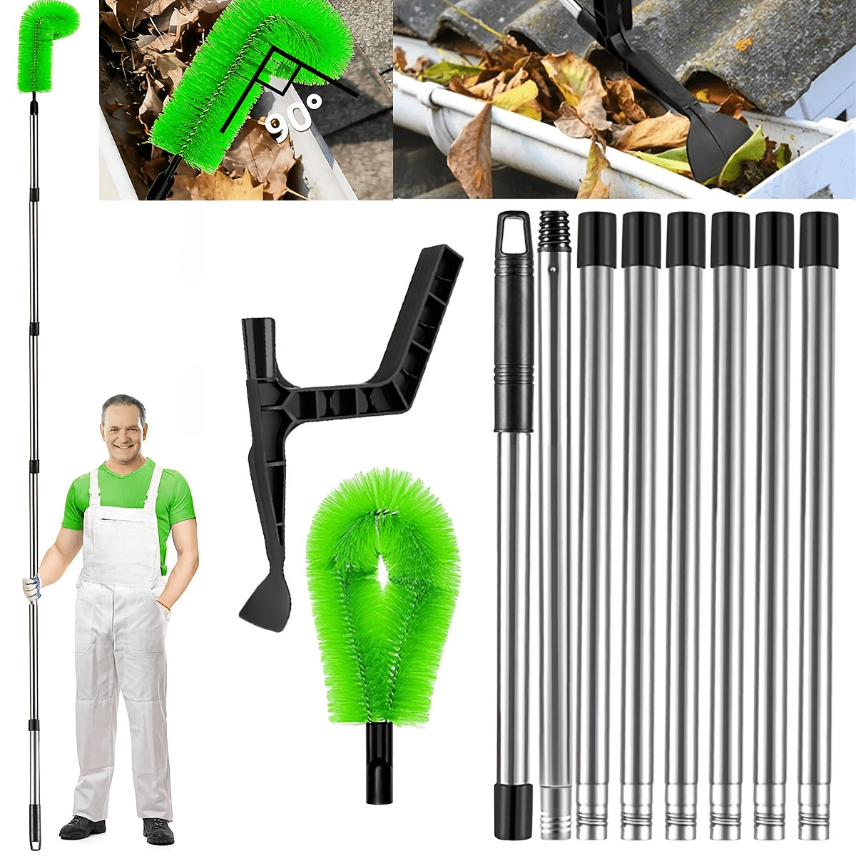 2-in-1 telescopic gutter cleaning tool
