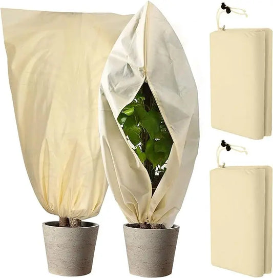 Premium Plant Cover with Zipper Drawstring Frostproof Cover Outdoor Plant Frosted Blanket Shrub Fruit Tree Protection Advanced