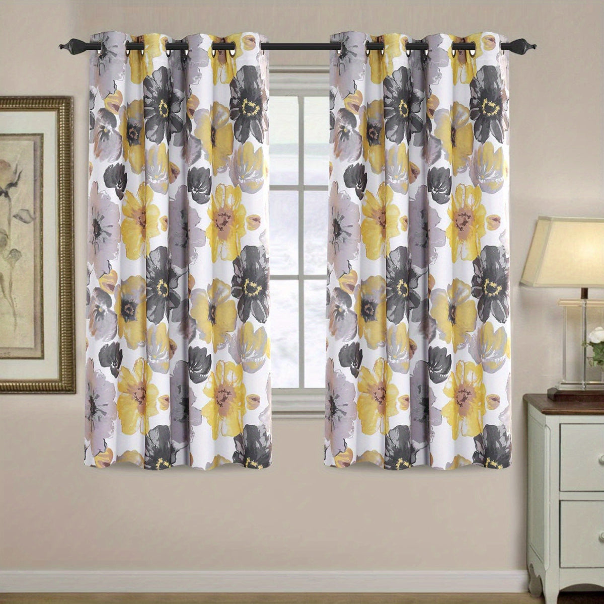 Geometric brown and taupe curtain pattern