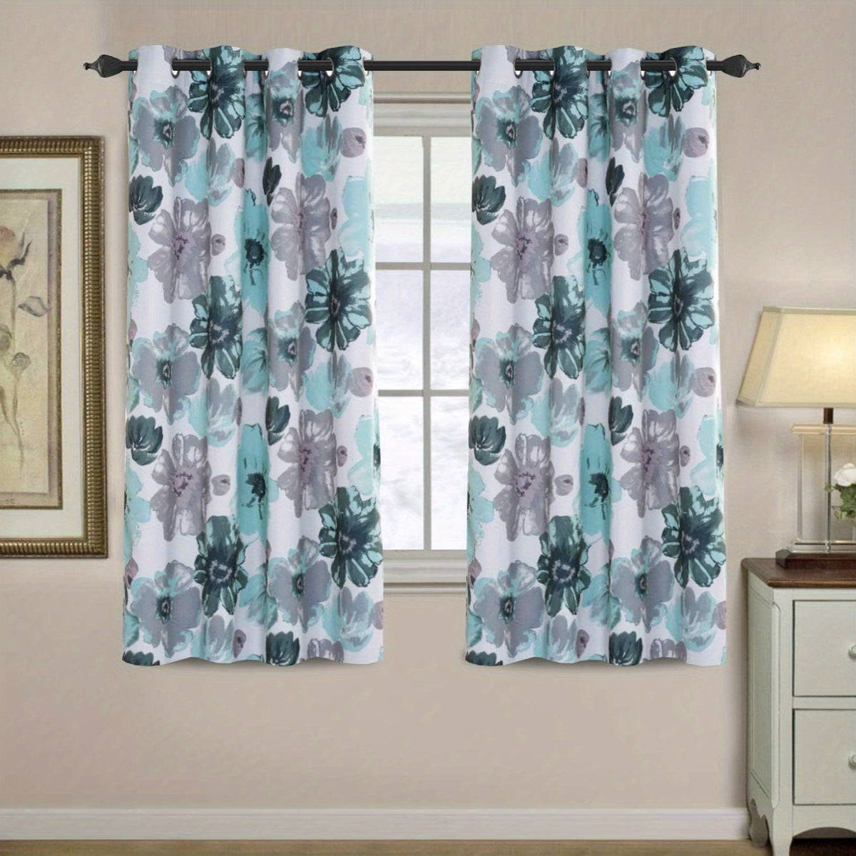 Blackout curtains darkening a bedroom