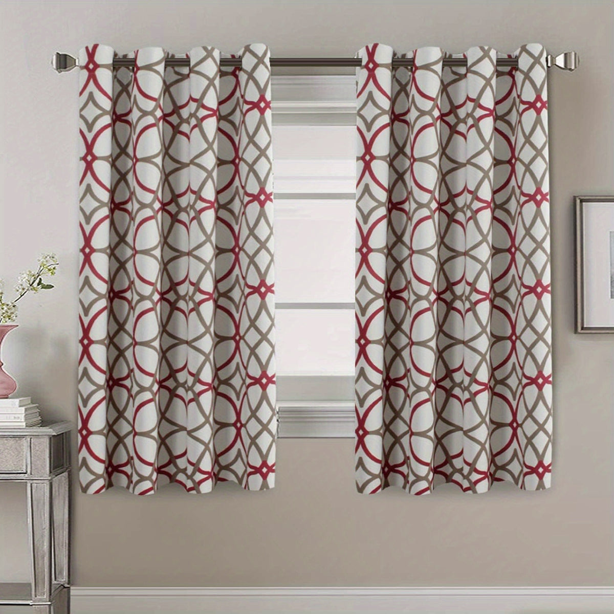 Geo navy and grey curtain pattern