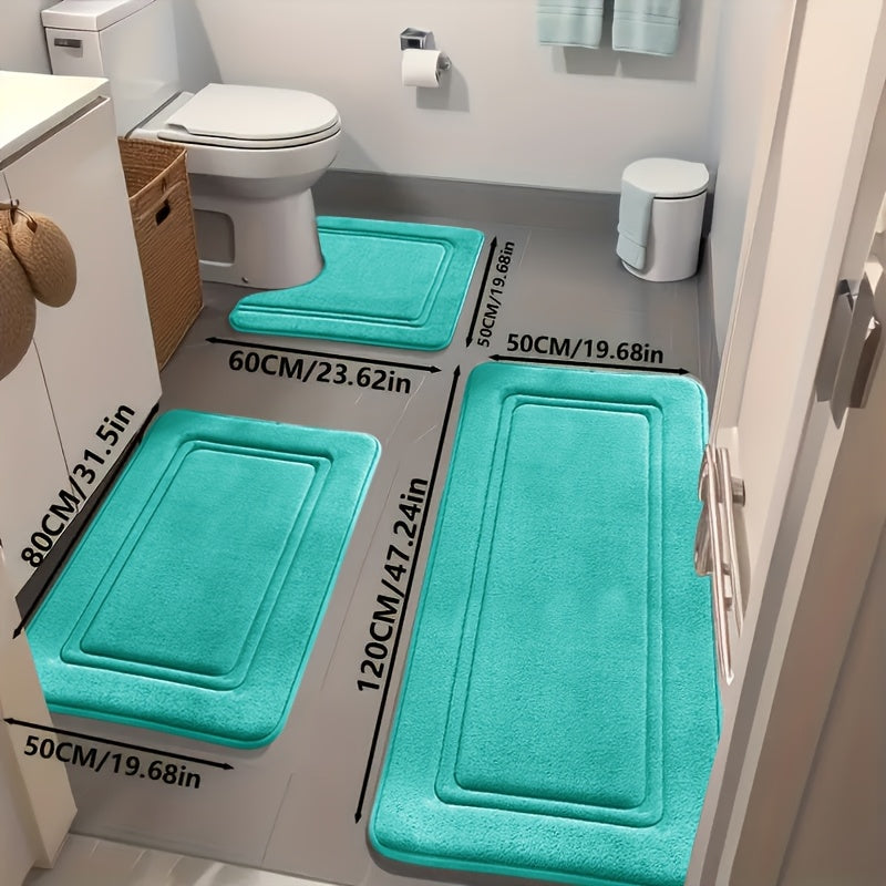 Three bath mat sizes shown together