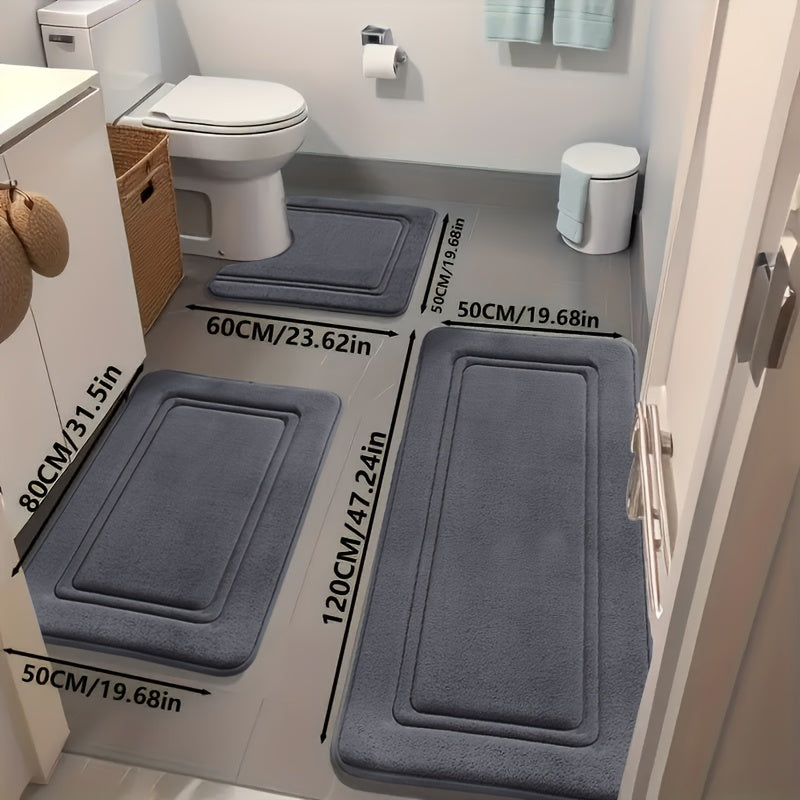 3-piece bathroom rug set in a bathroom