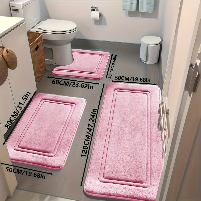 Black 3-piece bathroom rug set